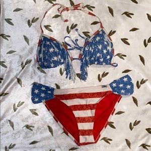 American flag fringe swim suit